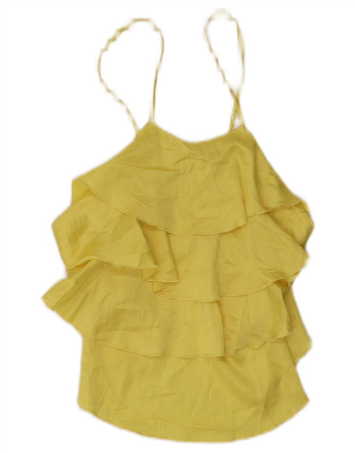 Zara Haut à volants sans manches pour femme UK 8 Small Jaune