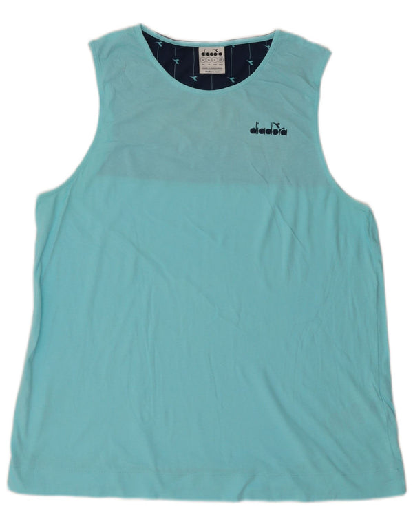Diadora Débardeur Graphique Femme UK 18 XL Bleu Colorblock Coton