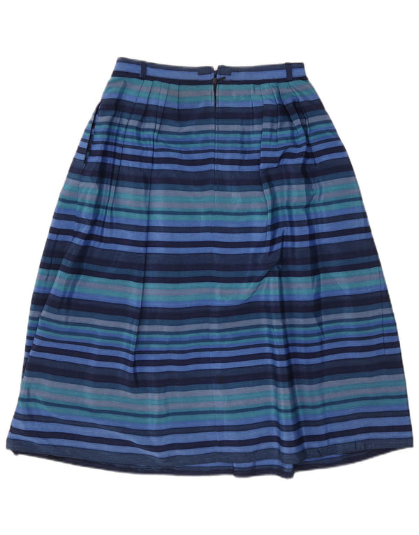 vintage Femme A-Line Jupe EU 38 Moyen W28 Bleu Rayé Polyester