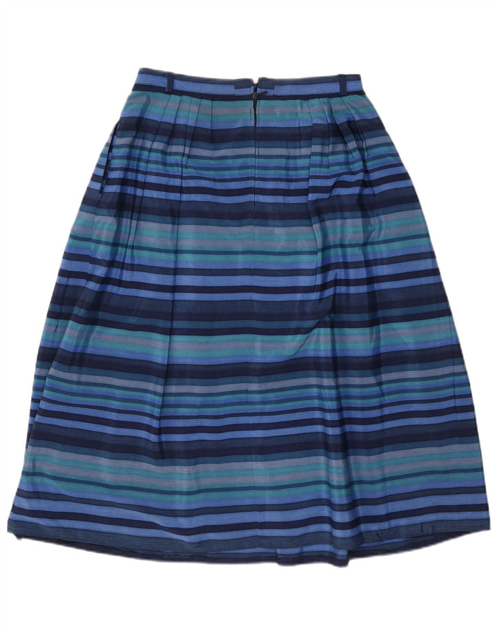 vintage Femme A-Line Jupe EU 38 Moyen W28 Bleu Rayé Polyester