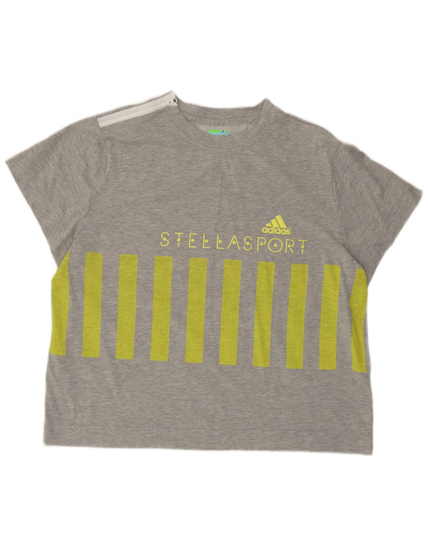 ADIDAS X STELLA MCCARTNEY T-shirt graphique pour femme UK 20/22 XL Gris