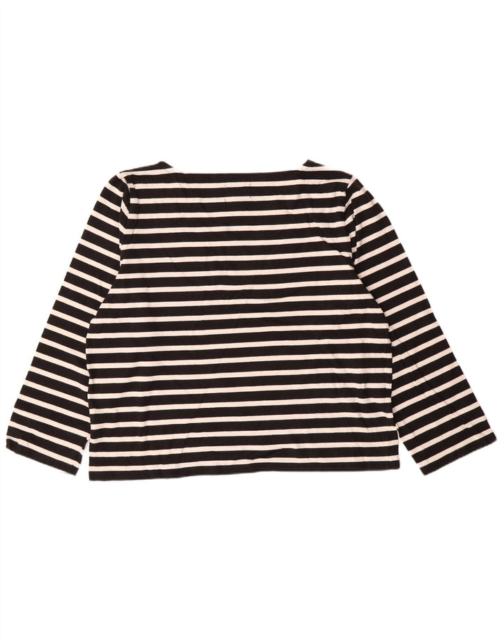 J. CREW Haut coupe classique à manches 3/4 pour femme UK 18 XL en coton rayé noir