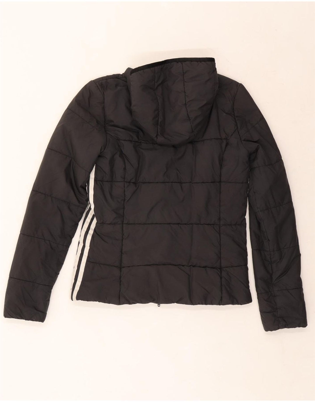 ADIDAS Veste rembourrée à capuche pour femme UK 8 Small Noir Polyester