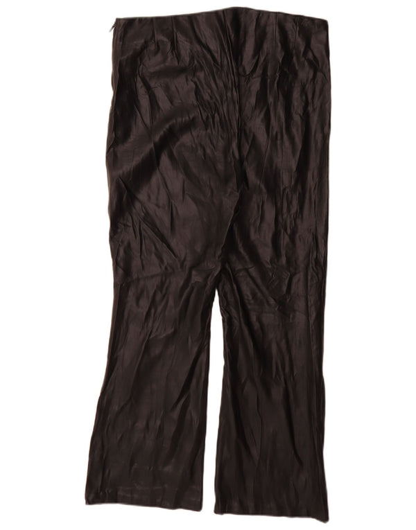 Zara Pantalon Femme Bootcut Simili Cuir XL W32 L27 Noir Polyuréthane