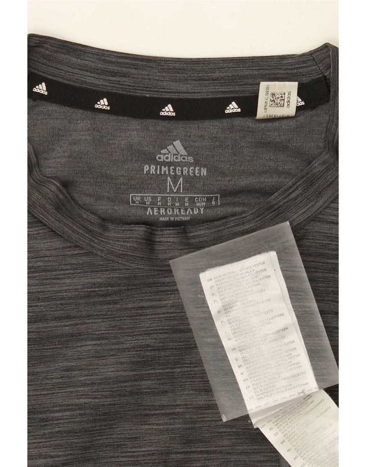 Adidas Homme Aeroready T-Shirt Top Gris Moyen Moucheté Polyester