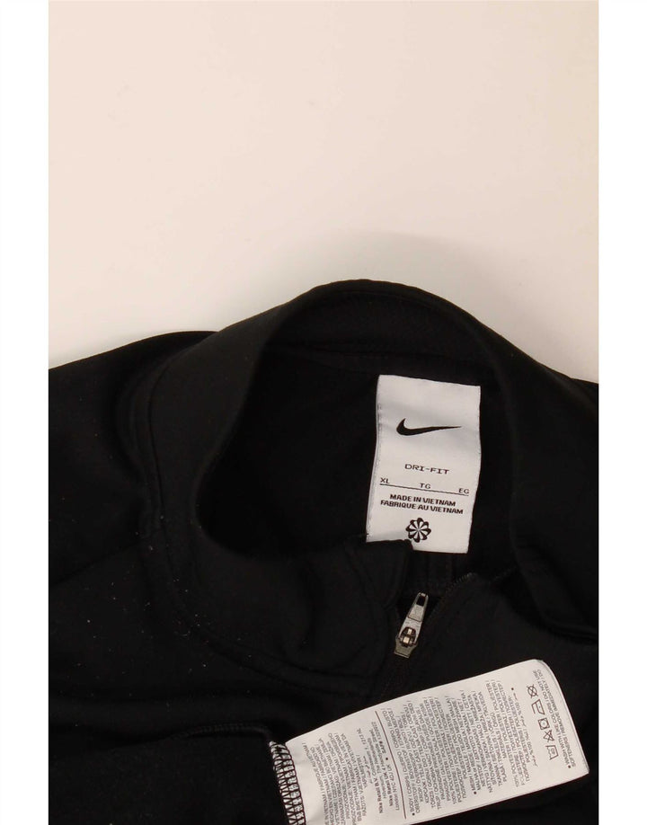 Nike Hommes Dri Fit Zip Neck Pull Survêtement Top XL Noir Polyester