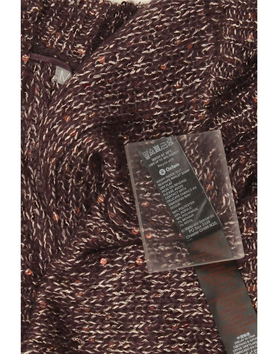 Marks & Spencer Pull Cardigan Ouvert pour Femme UK 18 XL Marron Polyester