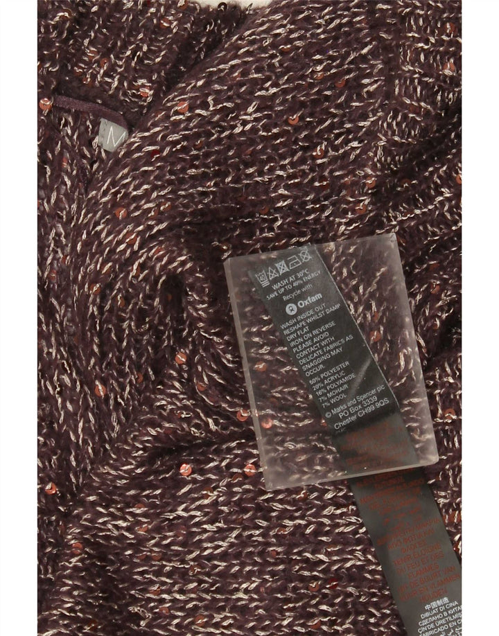 Marks & Spencer Pull Cardigan Ouvert pour Femme UK 18 XL Marron Polyester