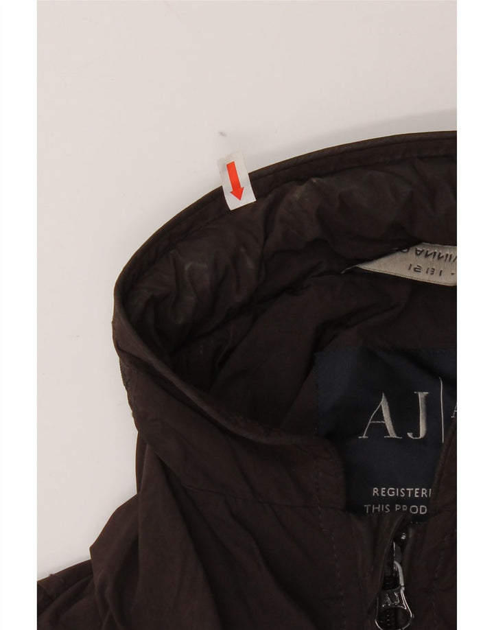 Armani Jeans Veste bomber à capuche pour homme EU 48 Petit Marron Polyester