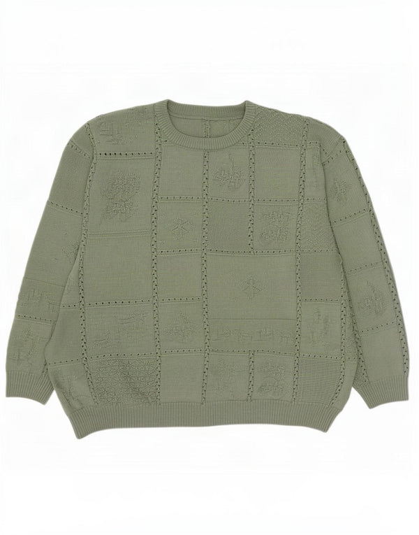 vintage Femmes Crew Neck Jumper Pull UK 20 2XL Vert