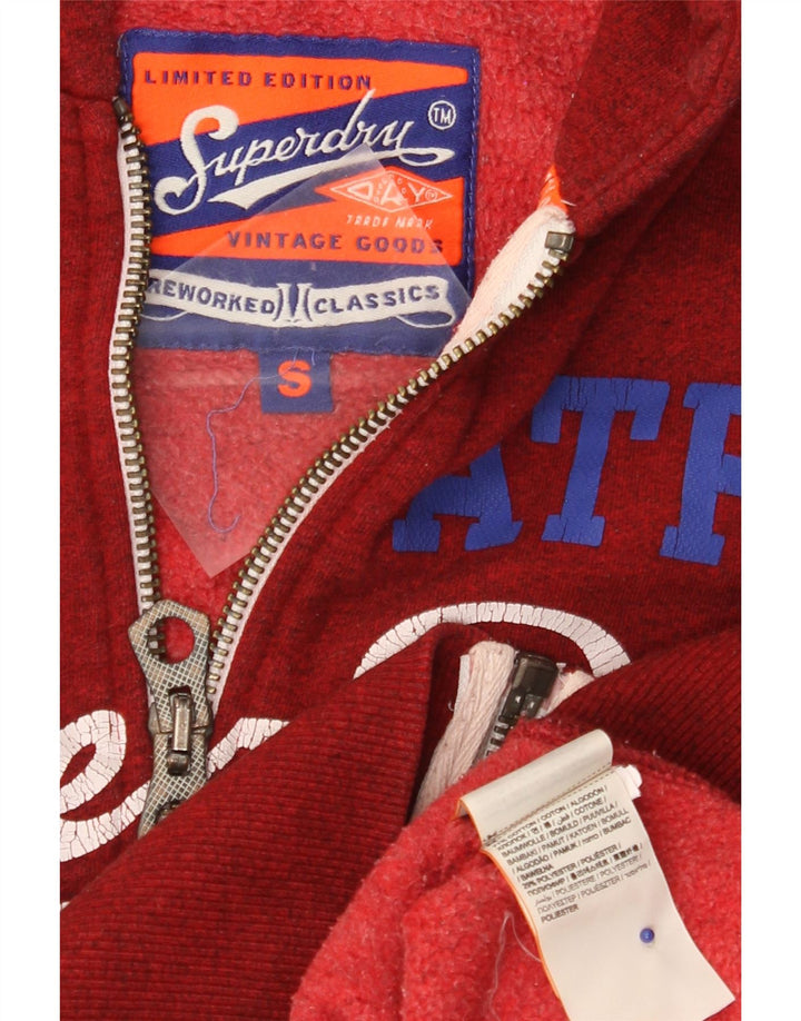 Superdry Pull à capuche zippé graphique en coton moucheté rouge petit homme