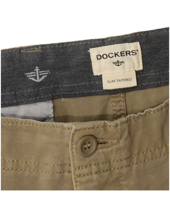 DOCKERS Pantalon Chino Slim Fuselé Homme W34 L32 Kaki Coton