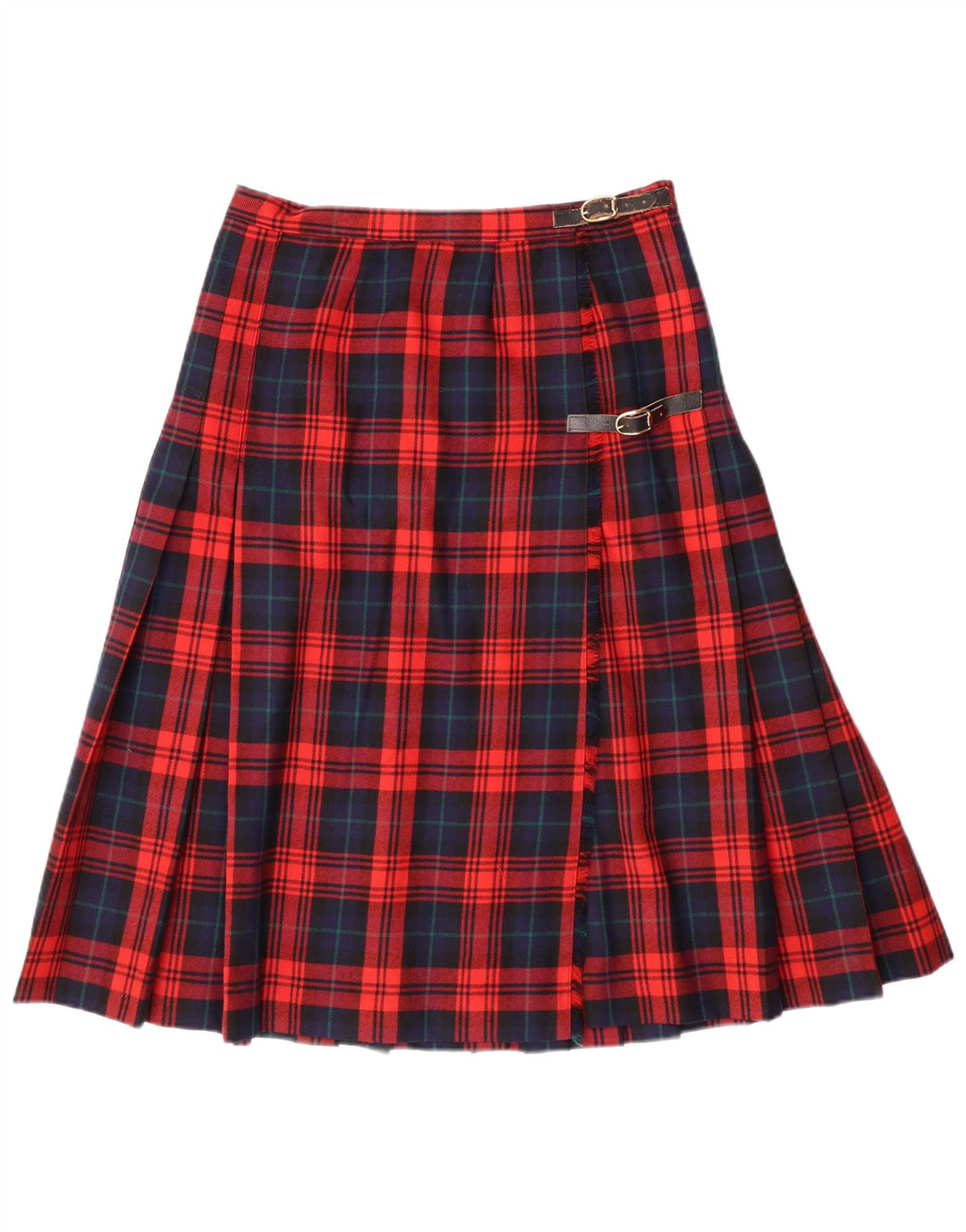 vintage Womens Knife Jupe plissée IT 42 Medium W28 Red Check Virgin Wool