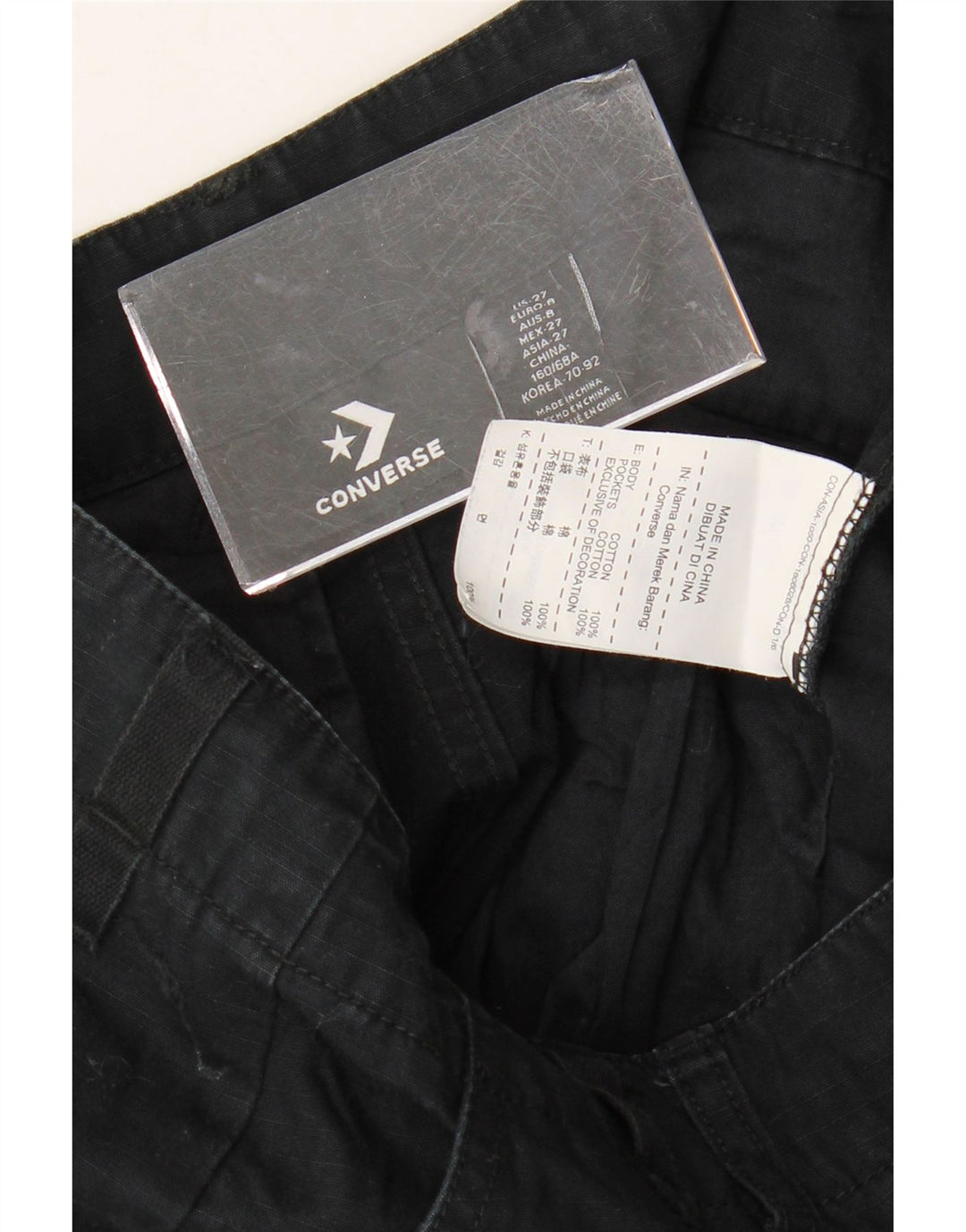 CONVERSE Pantalon cargo droit femme W27 L28 coton noir