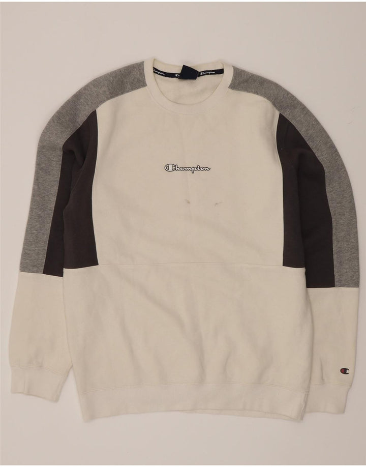 Champion Sweat-shirt pour homme XL en coton color block blanc