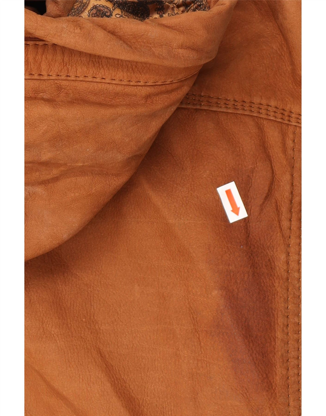 VINTAGE Veste en cuir à capuche homme EU 54 2XL Cuir marron