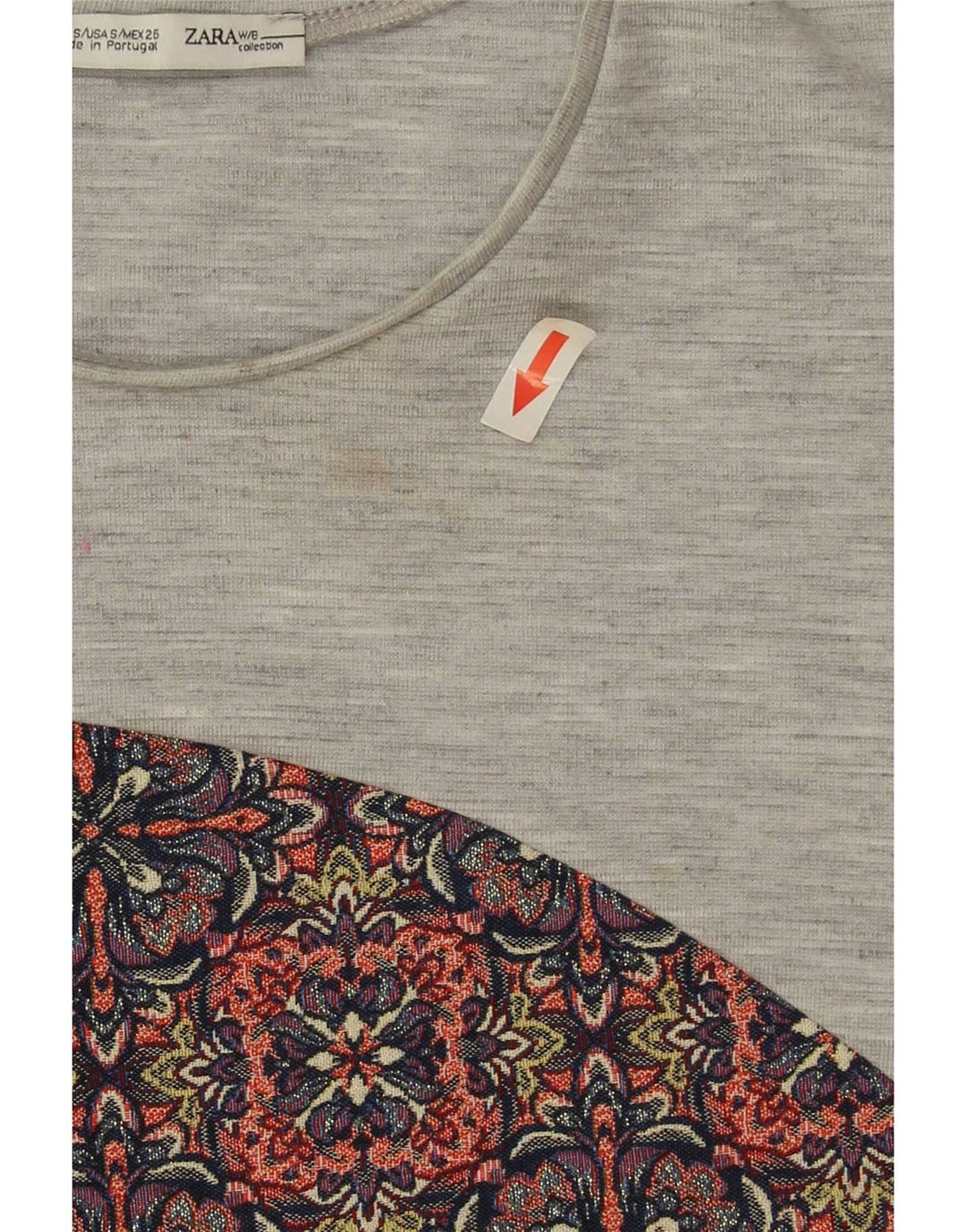 Zara Womens Crop Vest Top UK 10 Petit Gris Floral Polyester