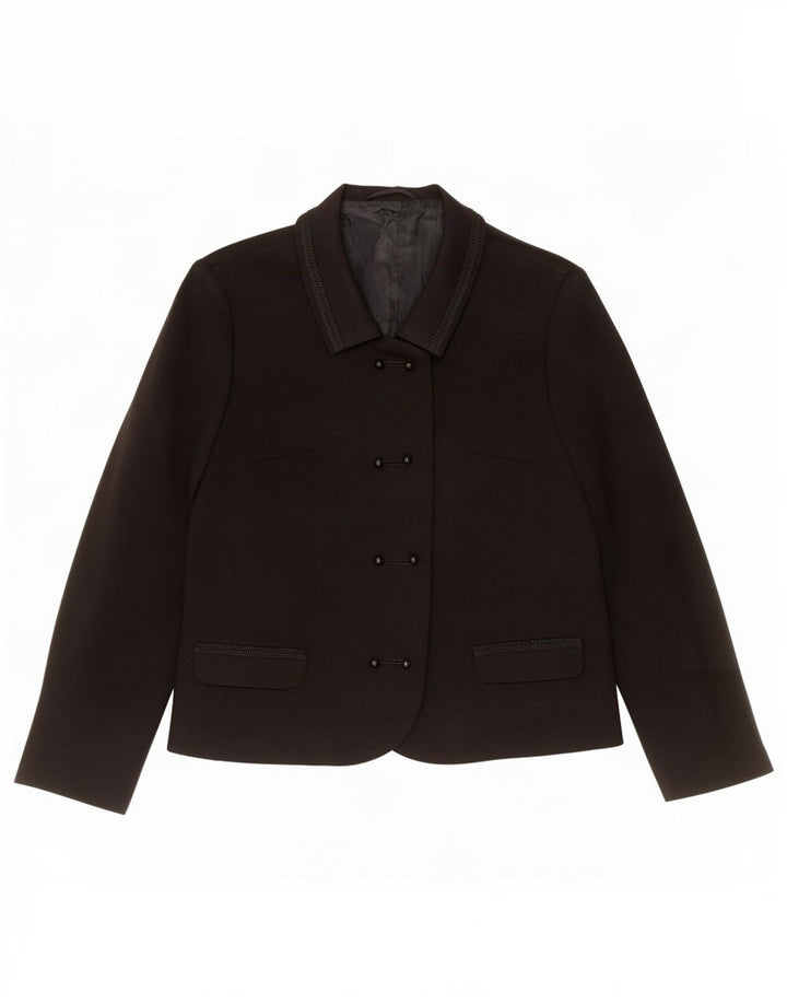 vintage Femme Double Breasted Blazer Veste UK 14 Moyen Noir