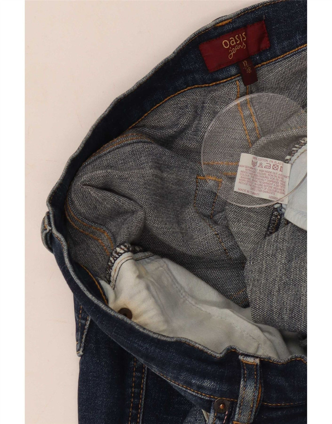 Oasis Jeans Bootcut Femme UK 12 Moyen W30 L27 Bleu Coton