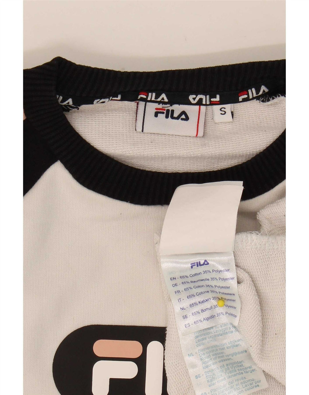 Fila Sweat-shirt court surdimensionné pour femme UK 10 Petit colorblock blanc