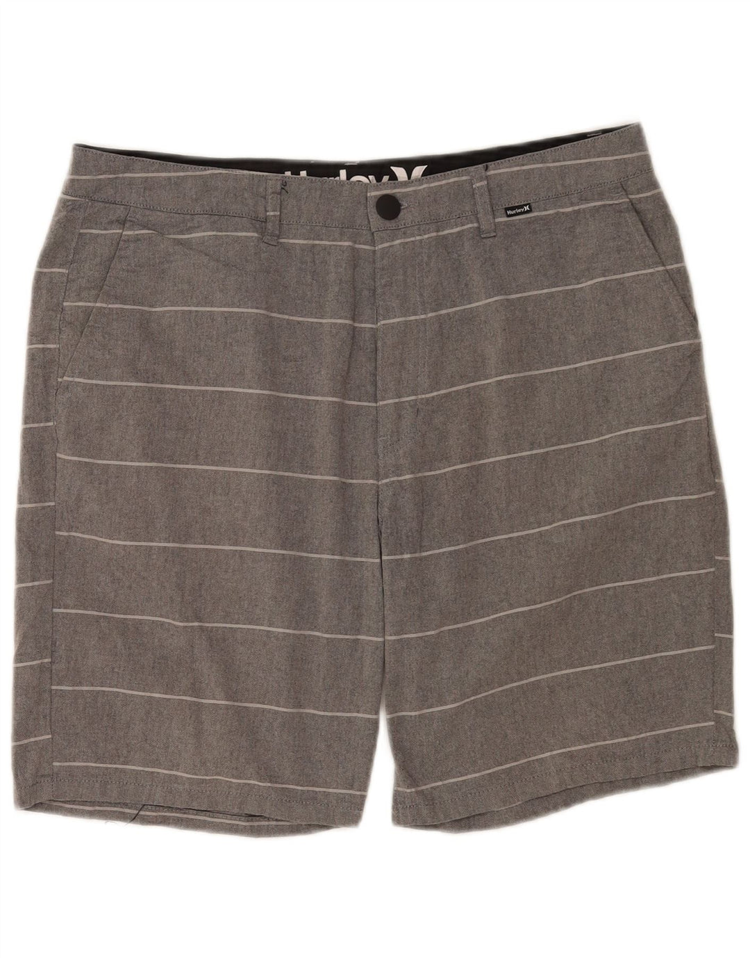 Hurley Short Chino Homme W32 Coton Rayé Gris Moyen