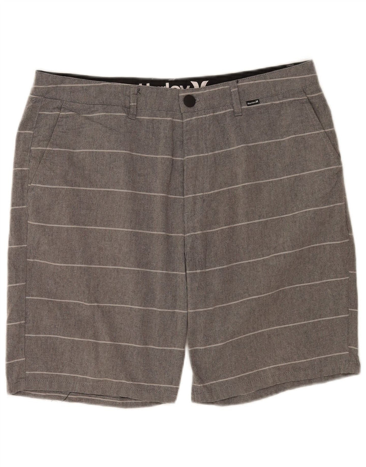 Hurley Short Chino Homme W32 Coton Rayé Gris Moyen
