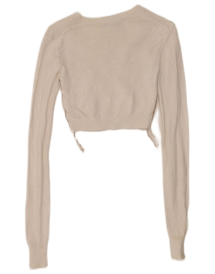 Zara Womens Crop Top Manches Longues UK 6 XS Blanc