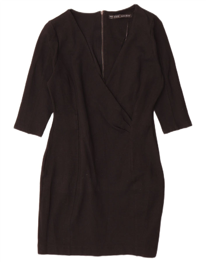 Zara Robe fourreau à manches 3/4 pour femme UK 18 XL Noir Polyester