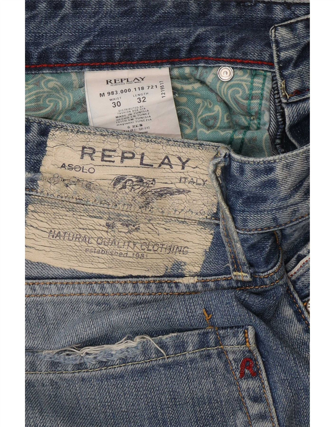 Replay Jean Droit Waitom Homme W30 L32 Bleu Coton