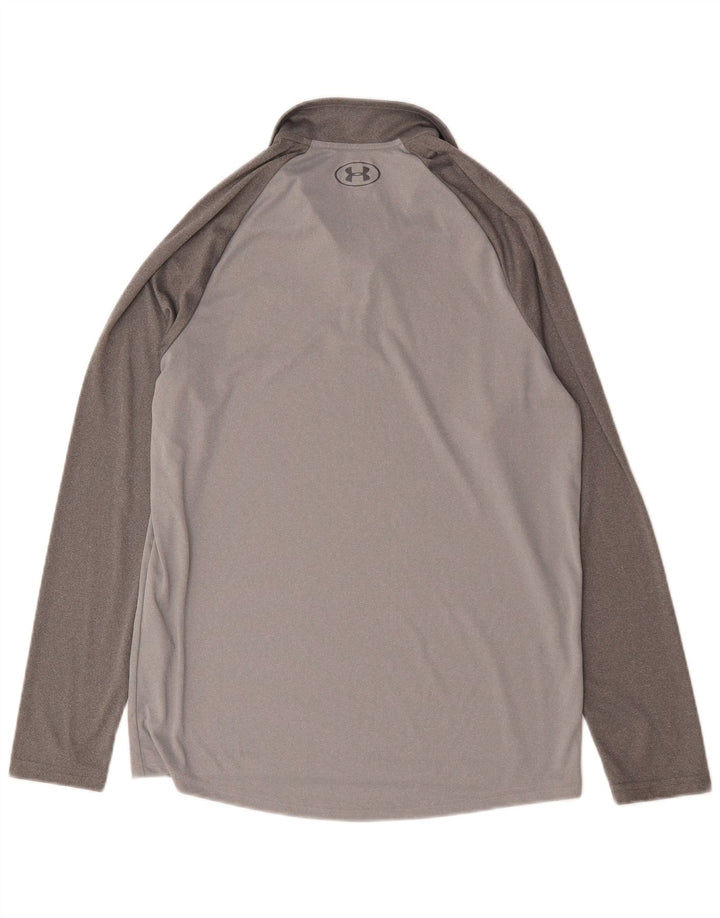 Under Armour Haut Zip Neck Manches Longues Homme Gris Moyen Colourblock