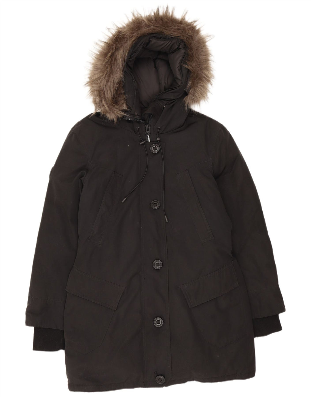 Superdry Manteau matelassé à capuche surdimensionné pour femme UK 10 Petit Noir Polyester