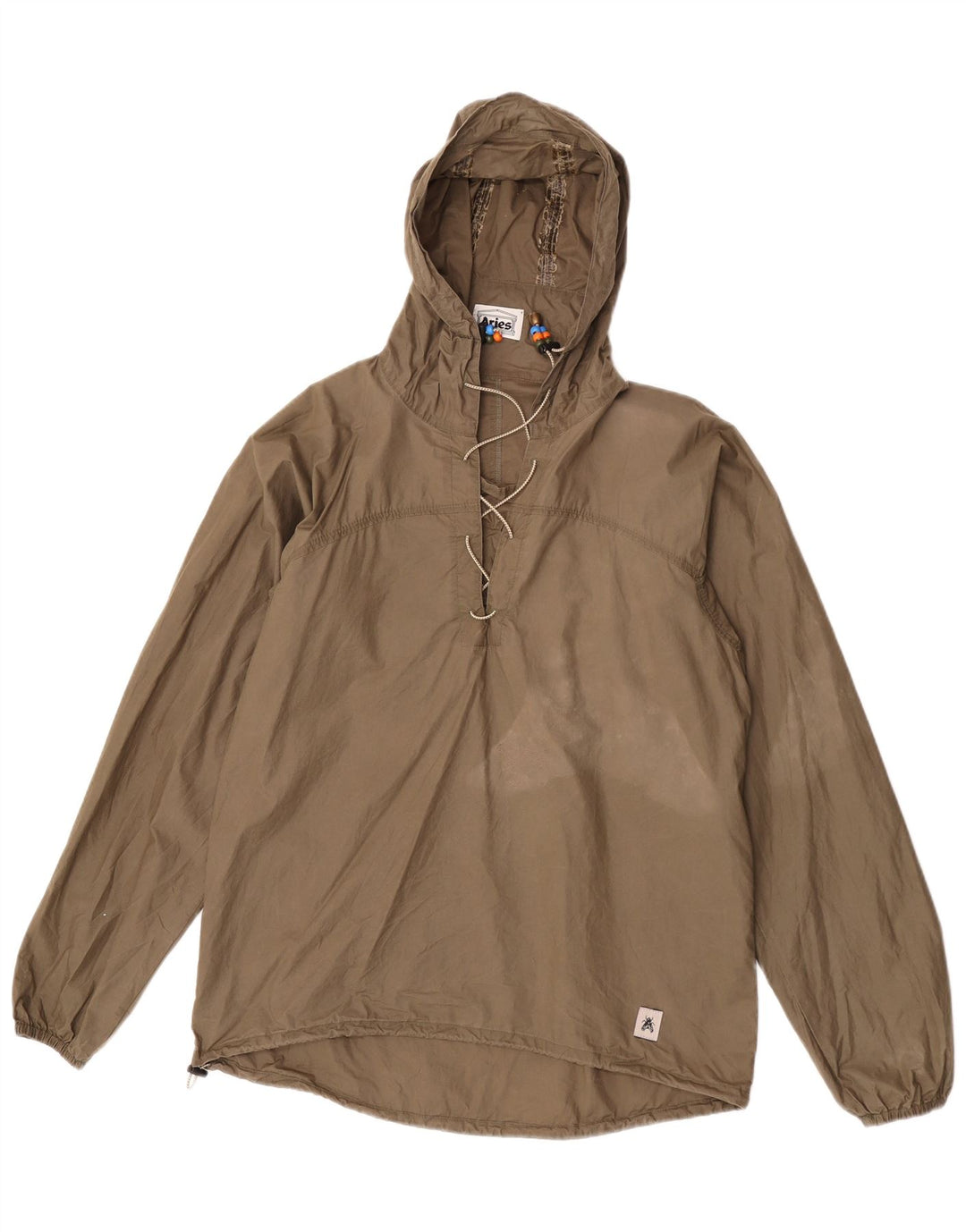 vintage Femme Pull à capuche Veste de pluie UK 14 Coton Kaki Moyen