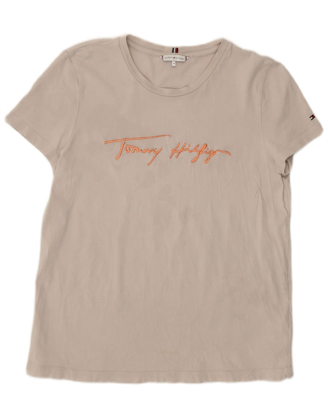 Tommy Hilfiger T-shirt graphique pour femme UK 14 Gris moyen Coton
