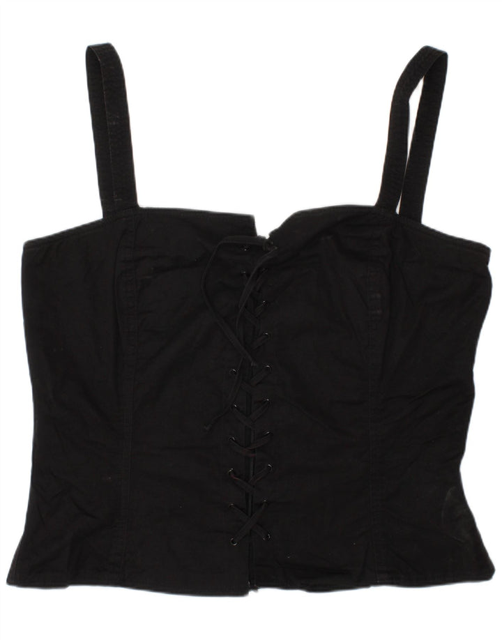 LUISA SPAGNOLI Femme Top Corset IT 46 Grand Noir Coton