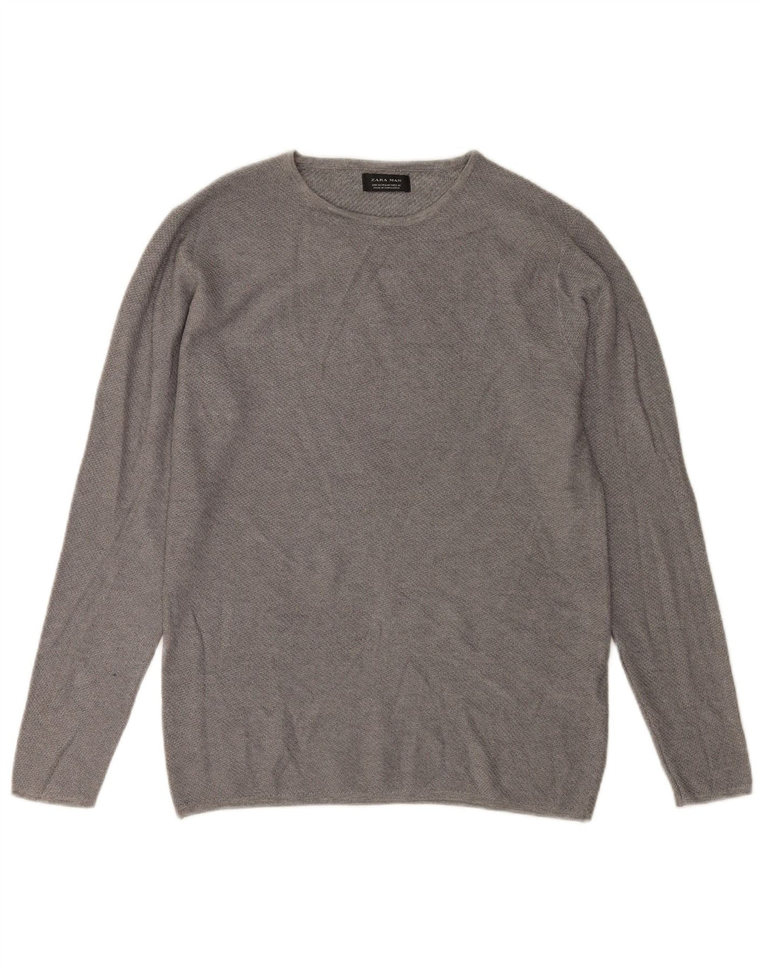 ZARA Pull Col Rond Homme Gris Moyen Viscose