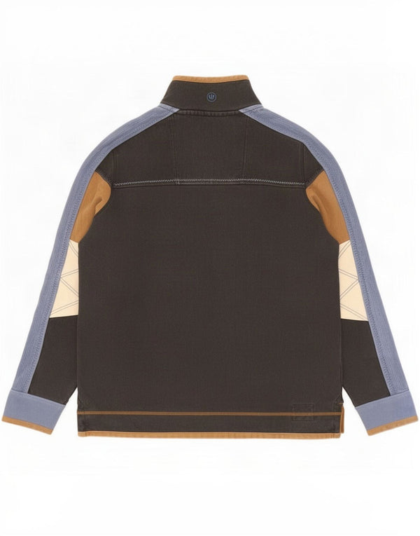 Fat Face Sweat-shirt à col zippé pour homme en coton color block Noir Taille L