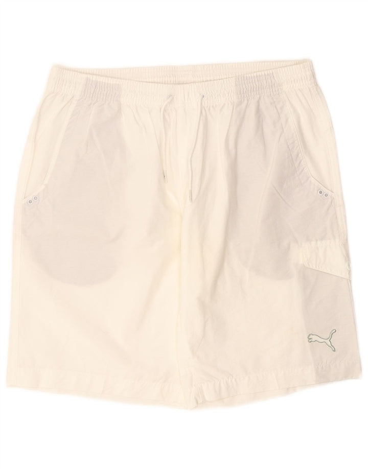 Puma Short de sport pour homme en coton blanc Taille L