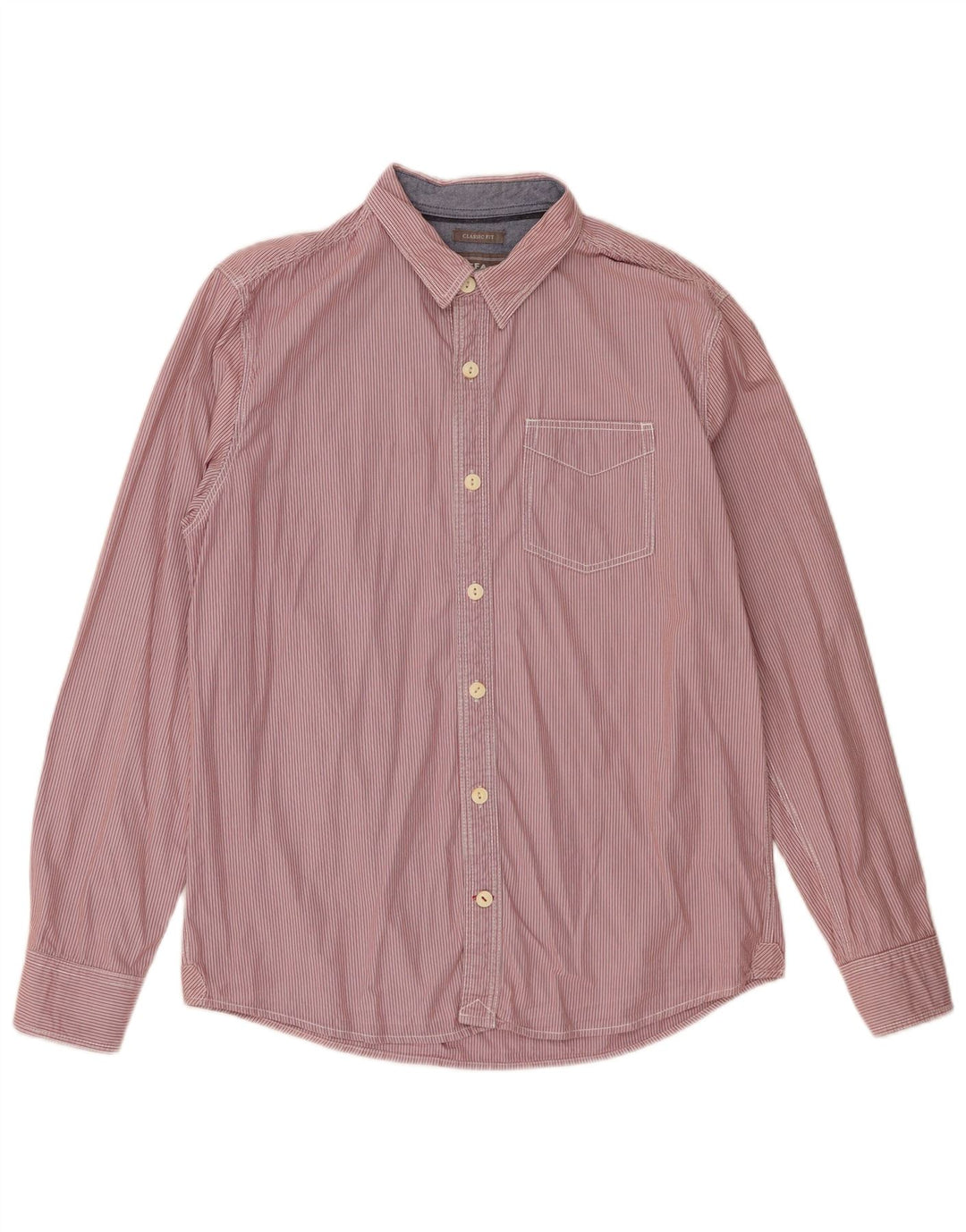 Fat Face Chemise classique pour homme en coton à fines rayures rouge moyen