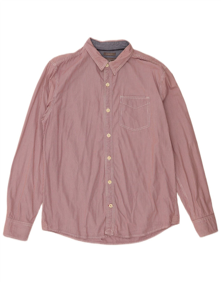 Fat Face Chemise classique pour homme en coton à fines rayures rouge moyen