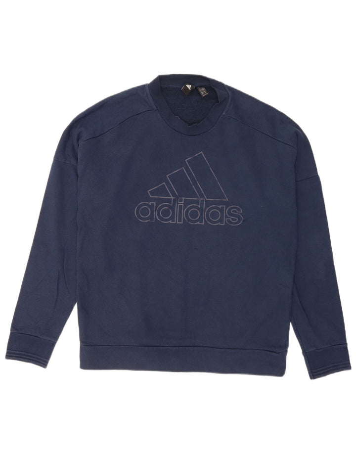 Adidas Mens Graphic Regular Fit Sweatshirt Jumper Grand Bleu Marine Coton