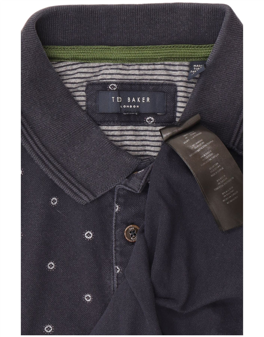Ted Baker Polo Homme Petit Bleu Marine à Pois Coton