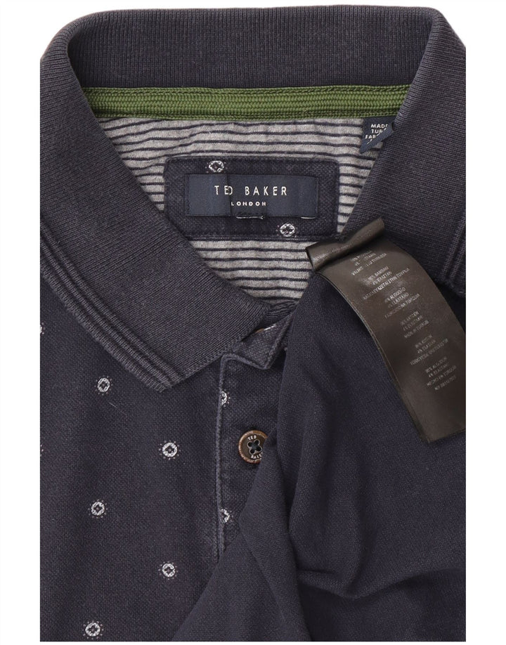 Ted Baker Polo Homme Petit Bleu Marine à Pois Coton