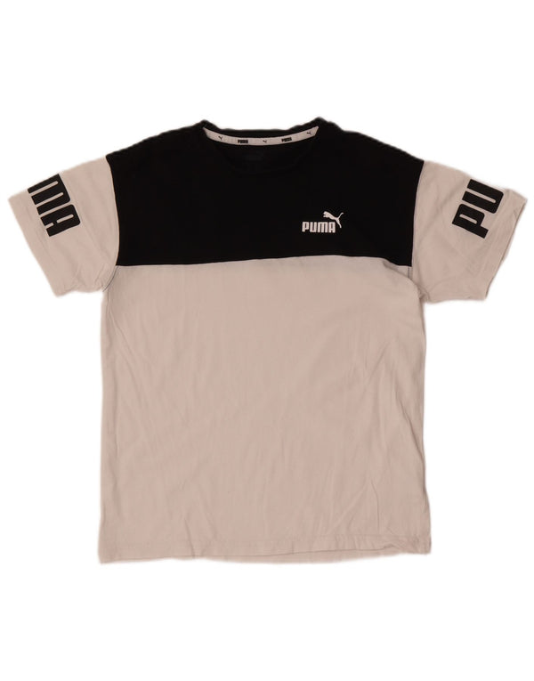 Puma T-Shirt Graphique Garçon 13-14 ans Blanc Colorblock Coton