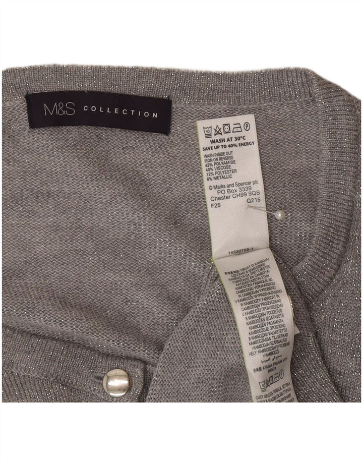 Marks & Spencer Pull Cardigan Femme UK 20 2XL Gris Polyamide