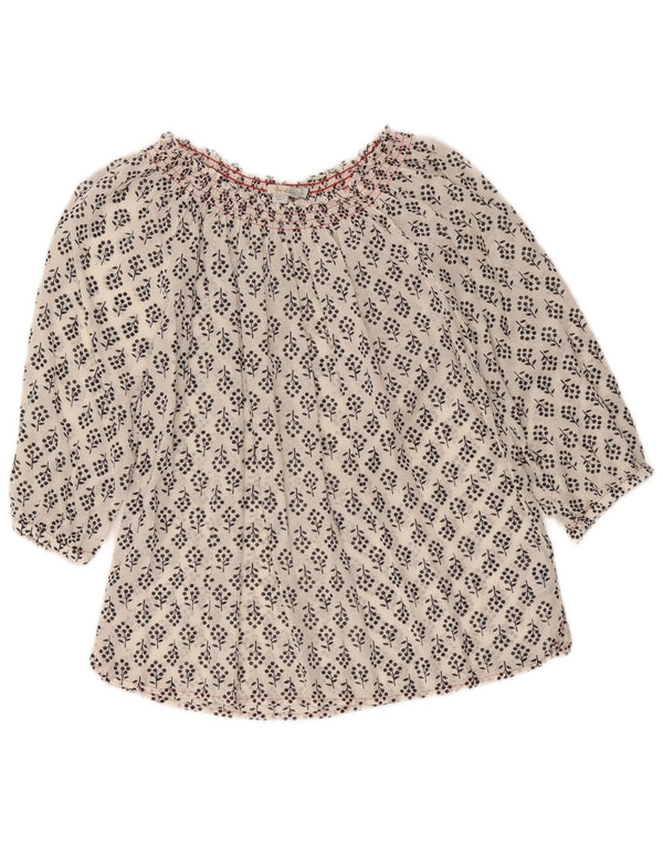 Haut chemisier à manches 3/4 Boden pour femme UK 42 Viscose florale blanc moyen