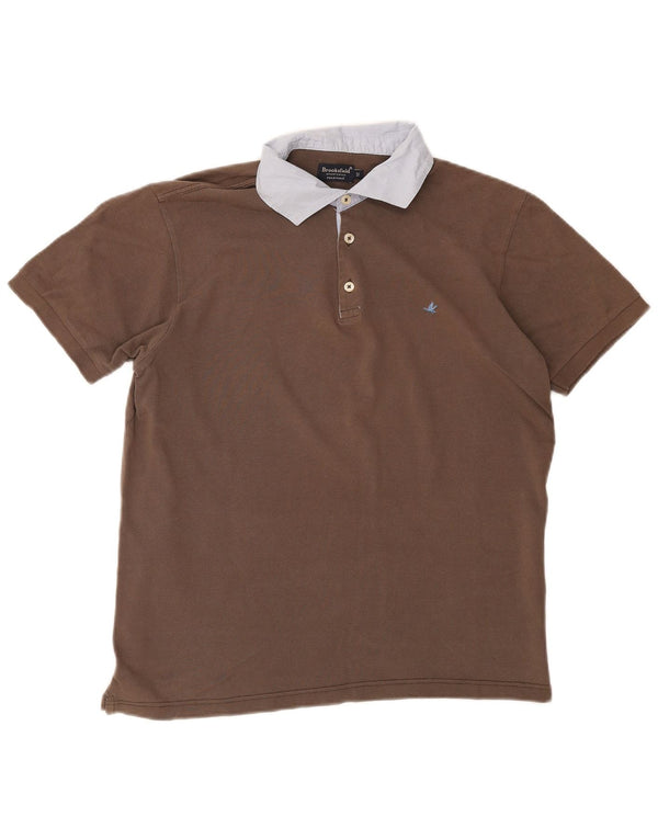 Brooksfield Polo Homme IT 52 Large Marron Colorblock Coton