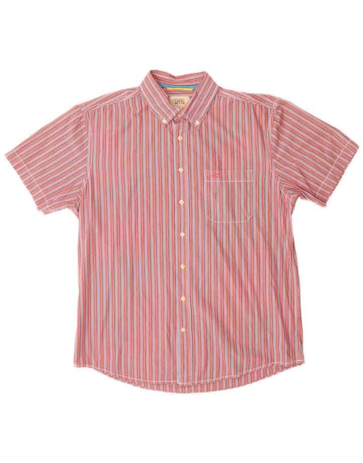 Camel Active Chemise à manches courtes pour homme en coton à fines rayures multicolores