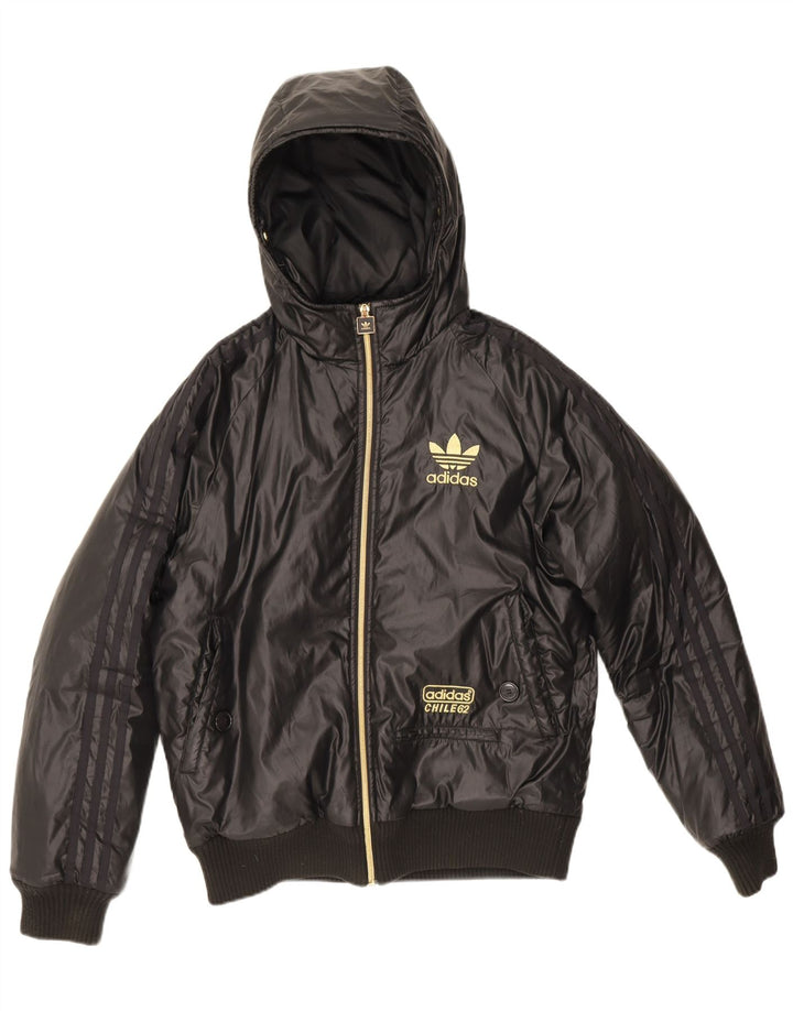 Adidas Veste rembourrée à capuche pour homme UK 36 Petit Noir Polyester
