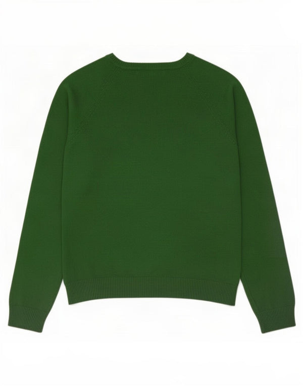 Zara Pull col V pour femme UK 14 Large Vert Coton