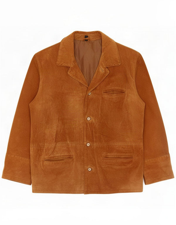 Vintage Mens Suede Jacket UK 44 2XL Beige Leather